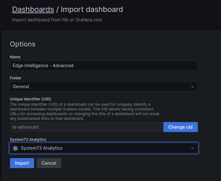 System73 Analytics datasource